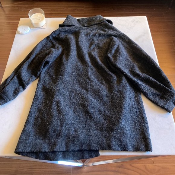 French Connection knit long grey cardigan wrap wool blend sweater, oversized - Picture 2 of 8